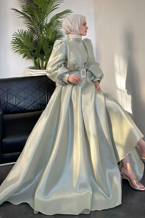 Kleopatra Tafta  Abiye Su Yeşili