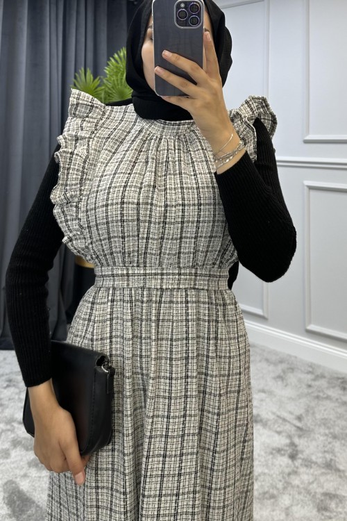 Kolu Fırfırlı Jile Beyaz