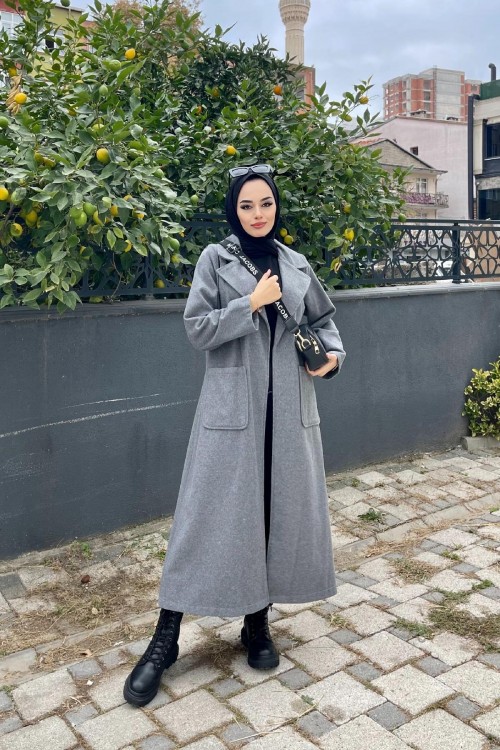 Kuşaklı Bağlamalı Kap Gri