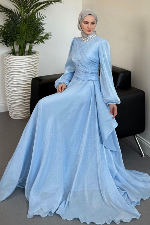 Kylea Yandan Taşlı Jan Jan Abiye Bebe Mavisi