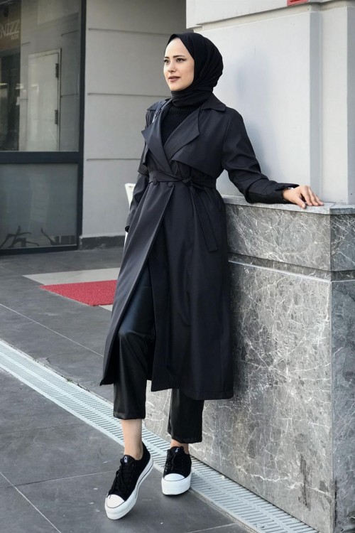 Laris Cepken Trençkot Siyah