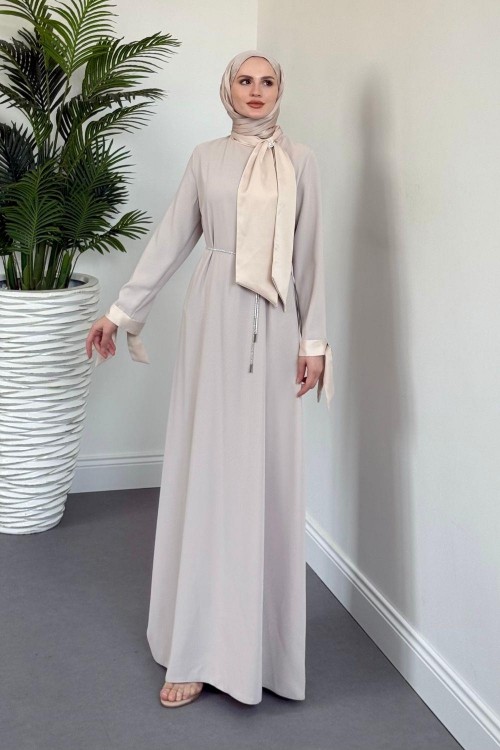 Lavinya Boynu Fiyonk Abiye Krem