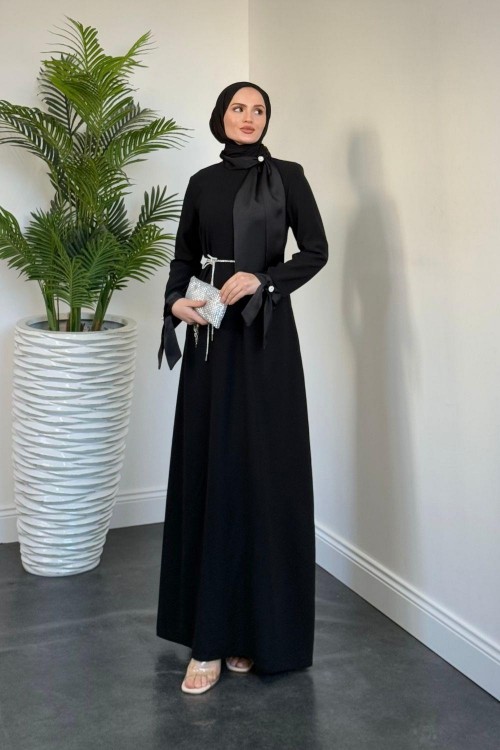 Lavinya Boynu Fiyonk Abiye Siyah