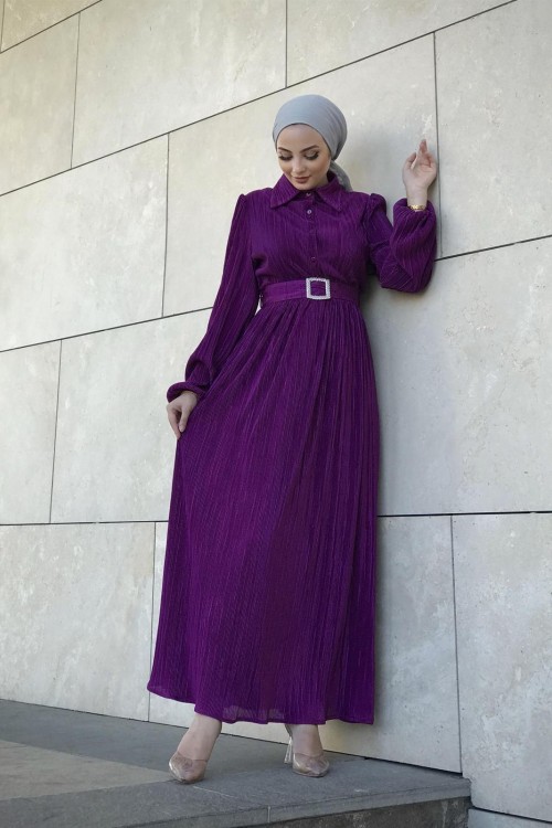 Lena Piliseli Elbise Mor