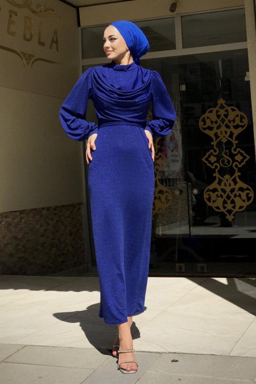 Lenora Bluzanlı Simli Kalem Abiye Saks