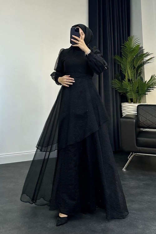 London Simli Abiye Siyah