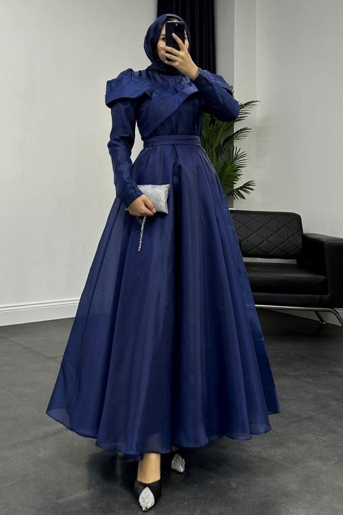 Longus Hayal Tül Abiye Lacivert