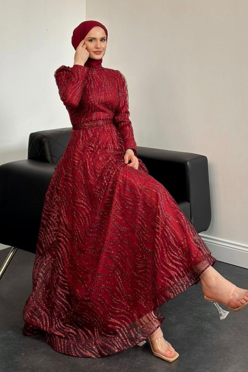 Lotto Simli Abiye Bordo