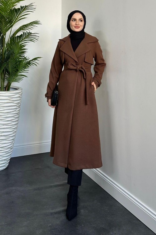 Lucky Astarlı Kaşe Kaban Kahverengi