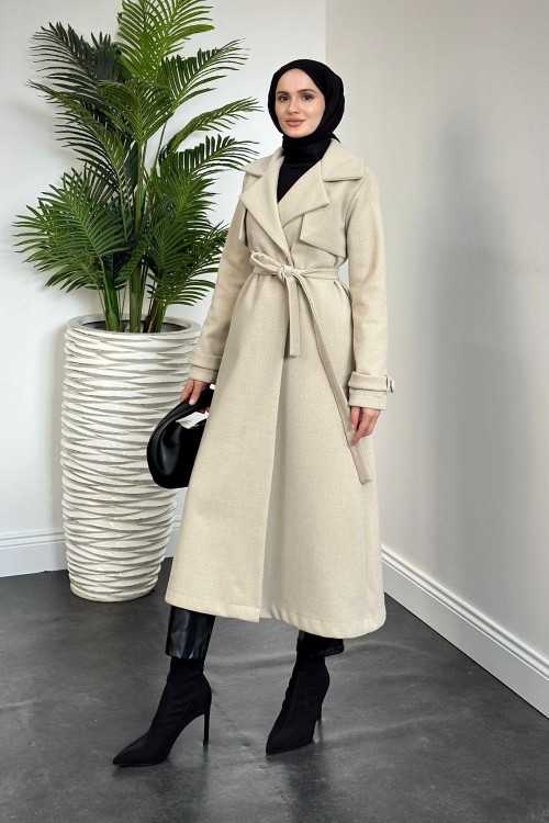 Lucky Astarlı Kaşe Kaban Krem