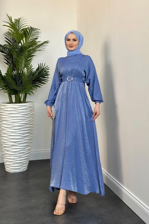 Luuz Jakar Kemerli Elbise Bebe Mavi