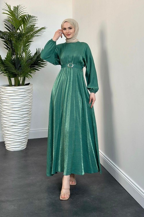 Luuz Jakar Kemerli Elbise Yeşil