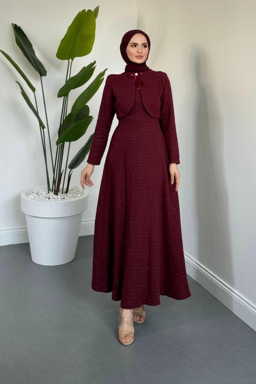 Luvane Fiyonk Elbise Bordo