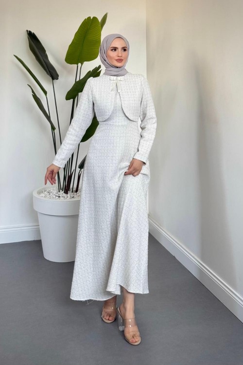 Luvane Fiyonk Elbise Krem