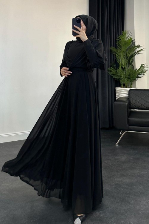 Lydia Şifon Abiye Siyah