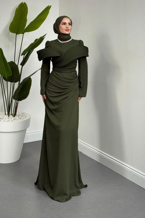 Lyra Pelerinli Balık Abiye Haki