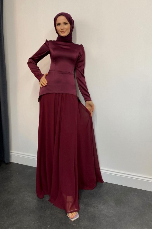 Marel Saten Abiye Bordo