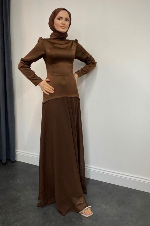 Marel Saten Abiye Kahverengi