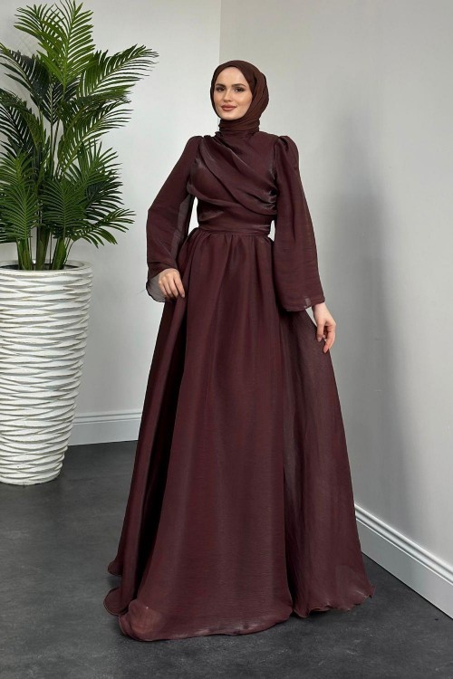 Margaret Drape Janjan Abiye Kahverengi