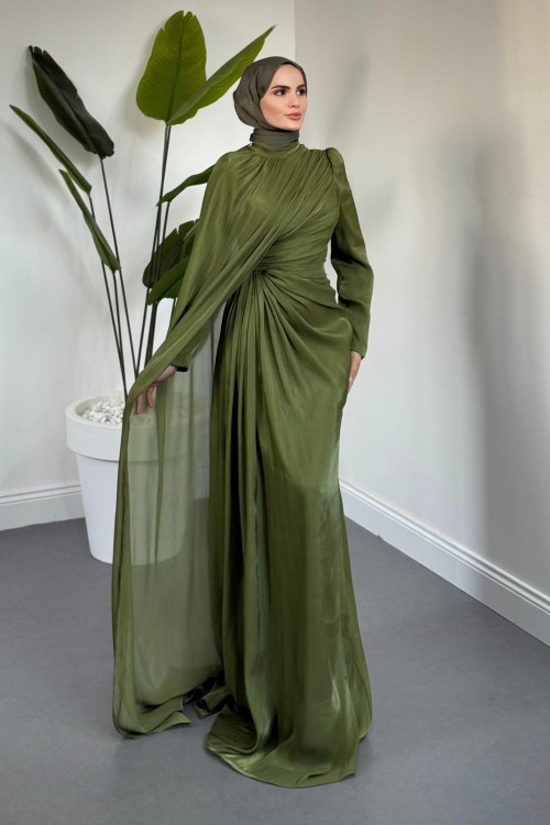 Mari Jan Jan Kumaş Balık Abiye Haki