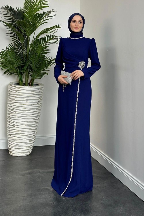 Martha Kar Taneli Taşlı Abiye Lacivert