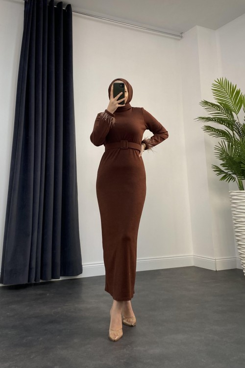 Martina Kemerli Triko Elbise Kahverenk 