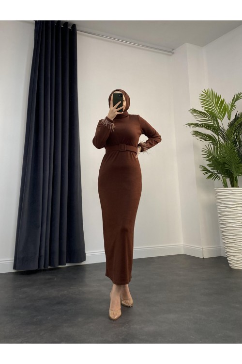 Martina Kemerli Triko Elbise Kahverenk 