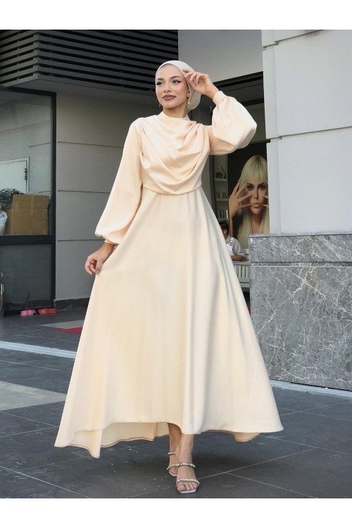 Matmazel Saten Abiye Krem