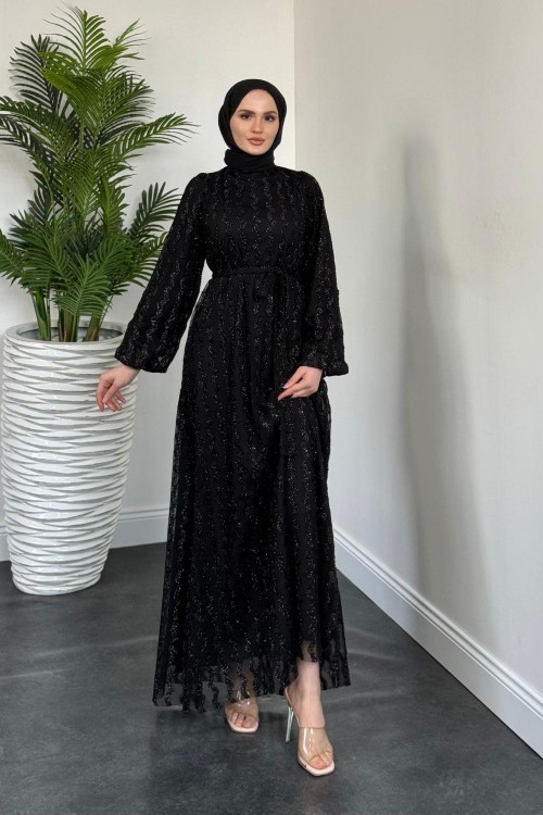 Maysa Balon Kol Abiye Siyah