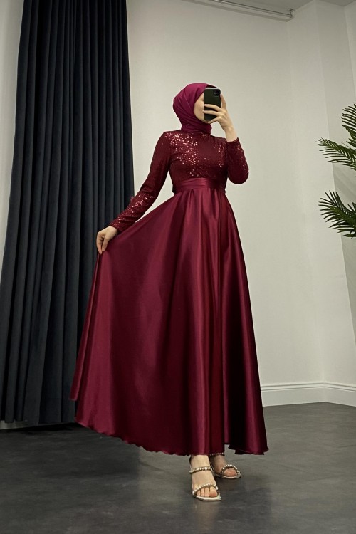 Melinda Payet Abiye Bordo