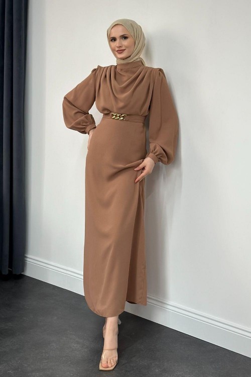 Meridan Üstü Drape Krep Abiye Büskivi