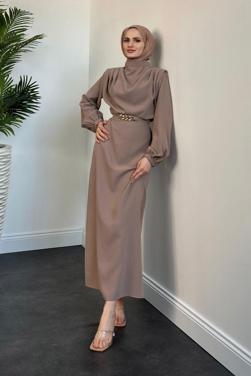 Meridan Üstü Drape Krep Abiye Toprak
