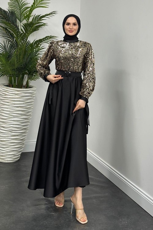 Mihret Üstü Boncuk İşleme Abiye Gold