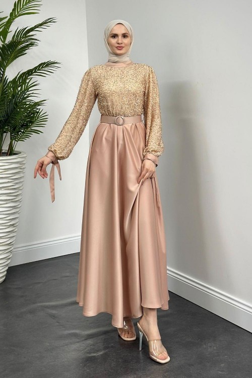 Mihret Üstü Boncuk İşleme Abiye Yavru Ağzı