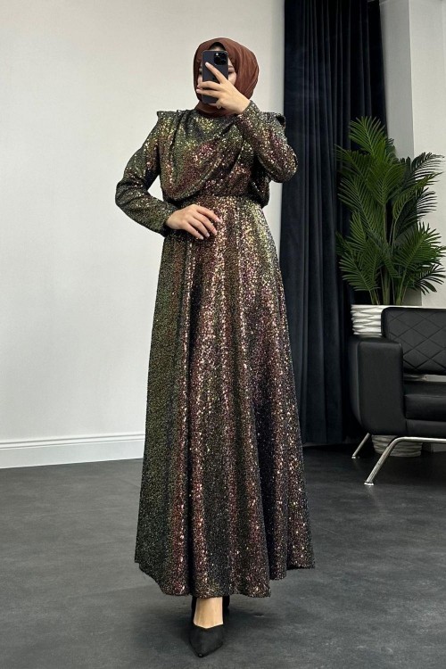 Minik Payetli Abiye Gold