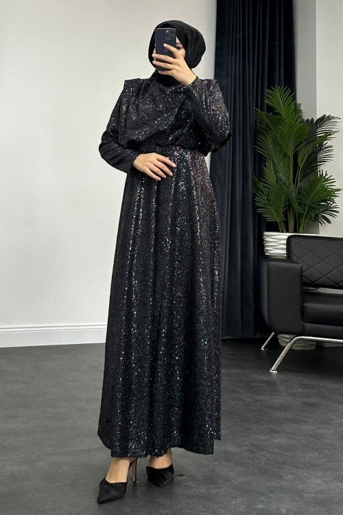 Minik Payetli Abiye Siyah