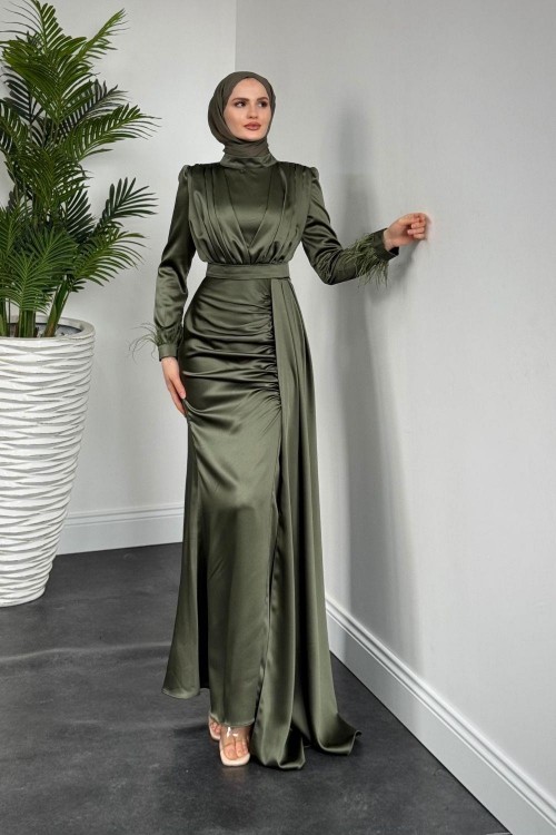 Mirabel Büzgülü Saten Haki