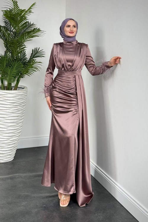 Mirabel Büzgülü Saten Lila