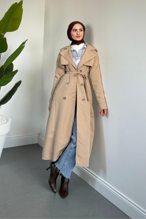 Mivora Astarlı Gabardin Trençkot Vizon