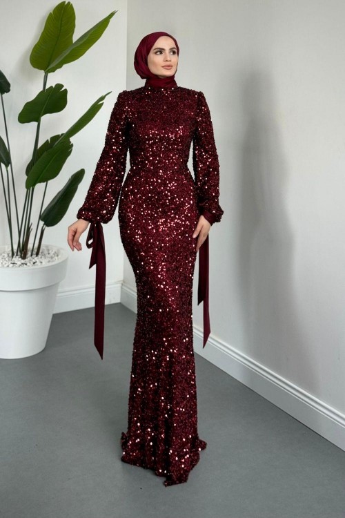 Moressa Pul Payet Balık Abiye Bordo