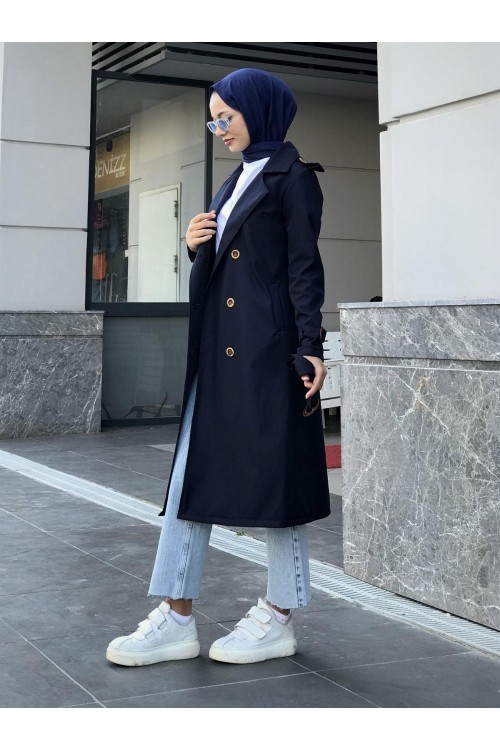 Nasa Apoletli Trençkot Lacivert