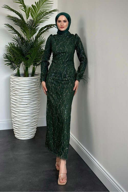 Natalia Simli Kalem Abiye Zümrüt