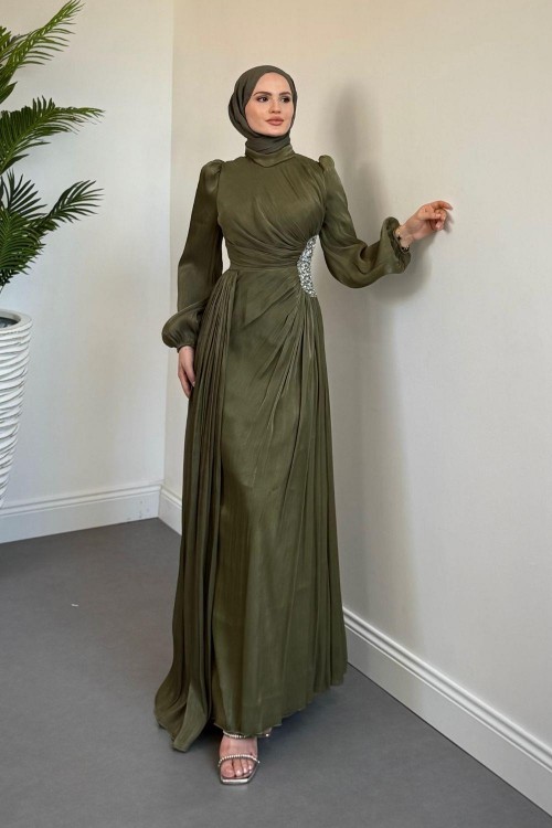 Nola Yanı Taşlı Jan Jan Abiye Haki