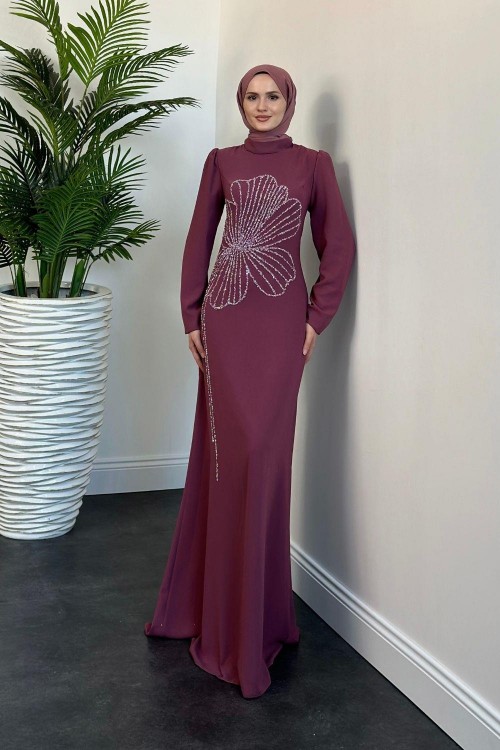 Nursema Taşlı Abiye Gül Kurusu