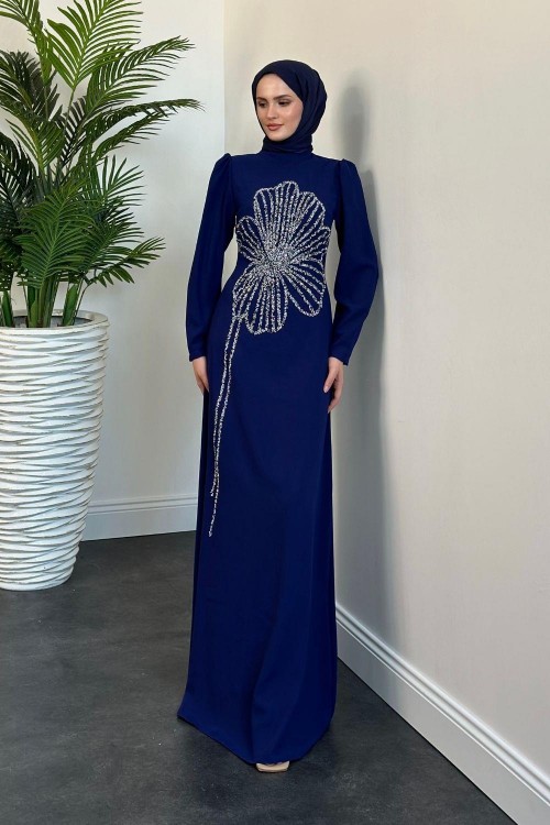 Nursema Taşlı Abiye Lacivert