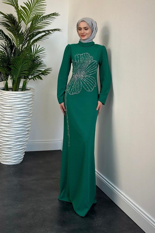 Nursema Taşlı Abiye Yeşil