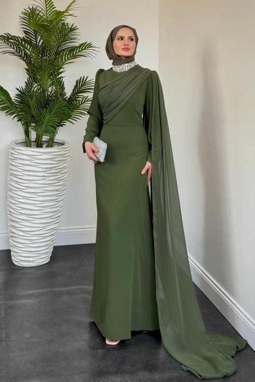 Olara Yandan Pelerinli Abiye Haki