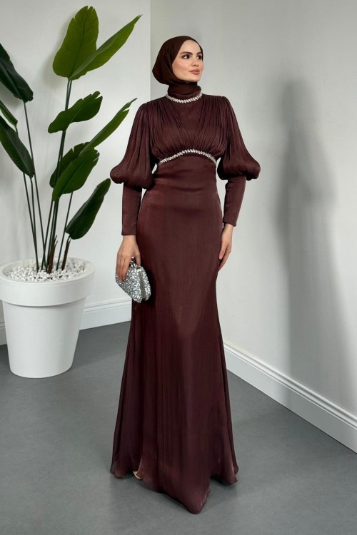 Ombrella Balon Kol Jan Jan Kumaş Abiye Gül Kurusu