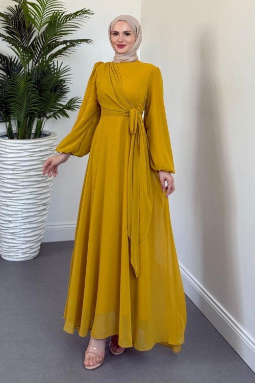 Onstantic Yandan Bağlamalı Elbise Sarı