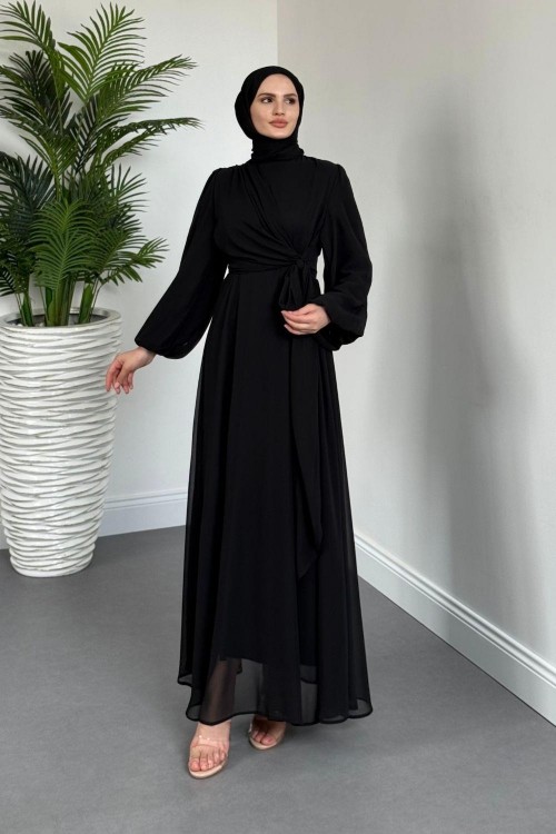 Onstantic Yandan Bağlamalı Elbise Siyah